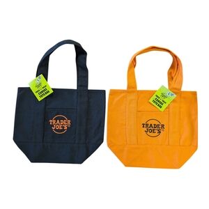 Trader Joe's Trick or Treat Mini Canvas Orange and Black Halloween Tote Bags